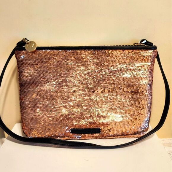 New Armani Exchange AX Rose Gold Sequined Pouch/Shoulder Bag Ret.$80 - Picture 1 of 6